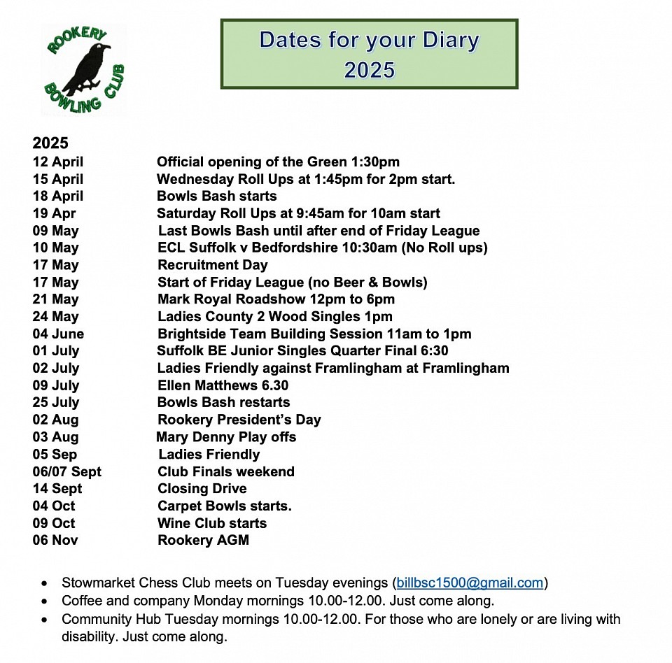 2025 DIARY DATES