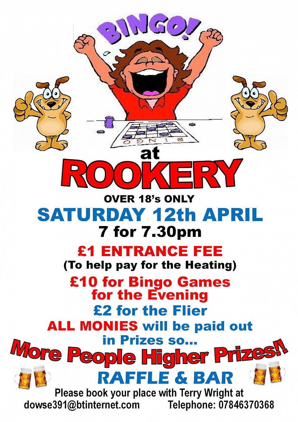 BINGO Sat 12th April 7pm for 7:30pm