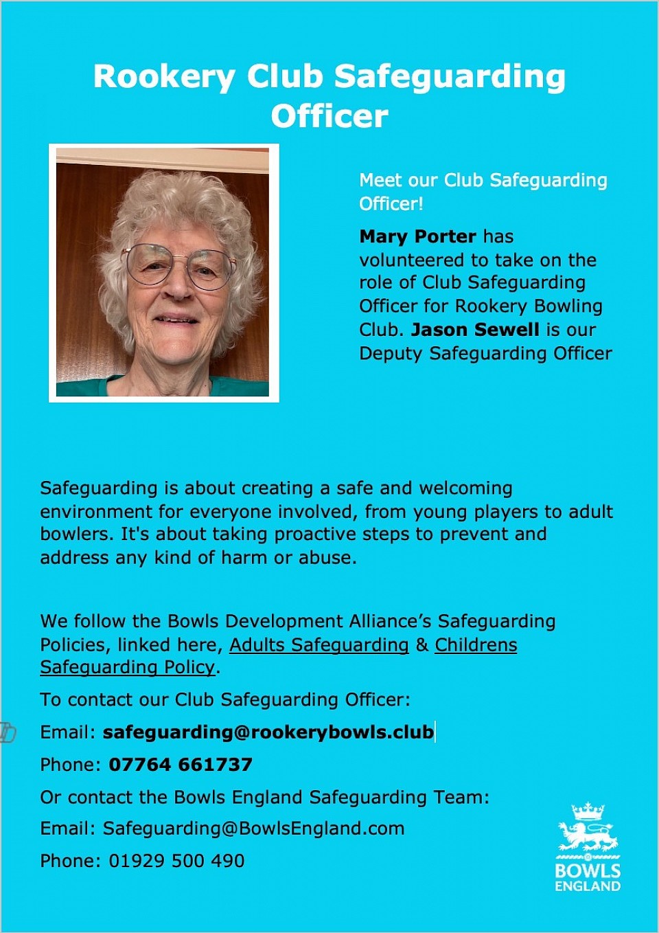 Rookery Bowls Club Safeguarding Officer